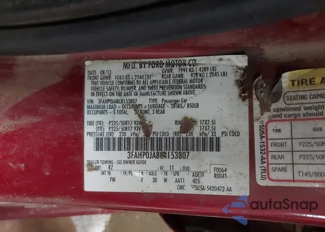 2012 Ford Fusion Sel z USA, uszkodzony, nr VIN 3FAHP0JA8CR153807